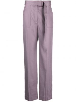 Ravne hlače iz lyocella Calvin Klein vijolična