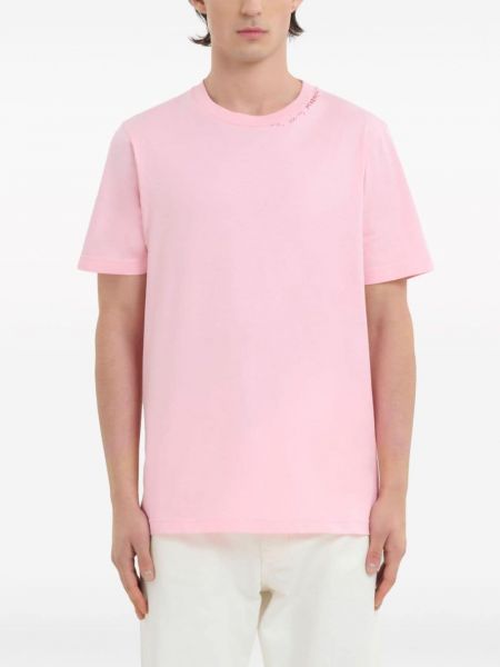 Kokvilnas t-krekls ar ziediem ar apdruku Marni rozā