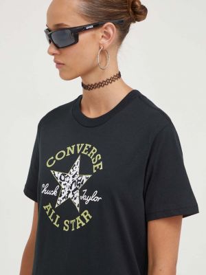 Памучна тениска Converse черно