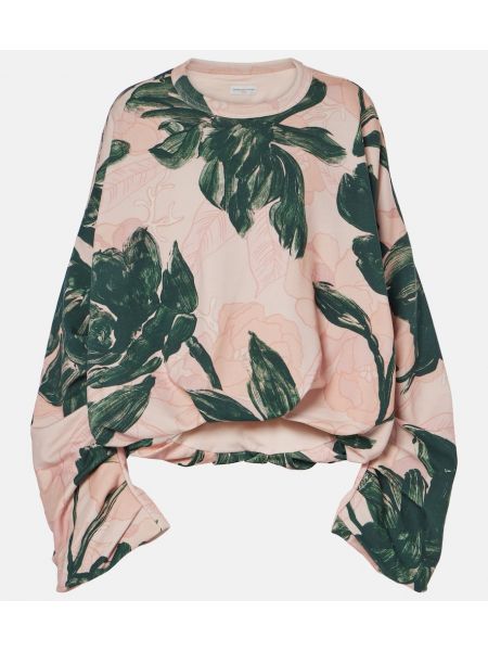 Jersey çiçekli pamuklu sweatshirt Dries Van Noten yeşil