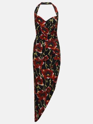Midi haljina s cvjetnim printom Norma Kamali crvena
