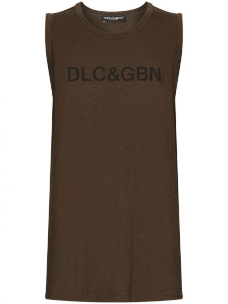Pamučna košulja s printom Dolce & Gabbana smeđa