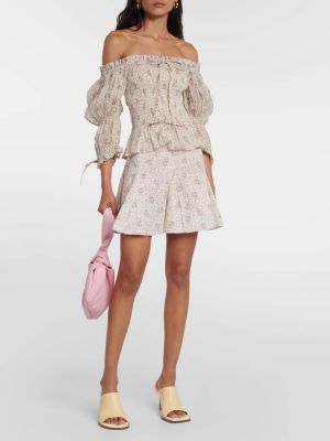 Хлопковая юбка мини в цветочек с принтом Polo Ralph Lauren