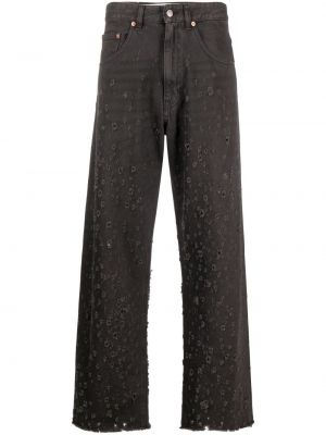 Straight fit džíny s oděrkami Mm6 Maison Margiela černé