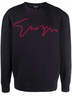 Bomull brodert sweatshirt Giorgio Armani blå