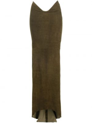 Długa spódnica z nubuku asymetryczna Laquan Smith zielona