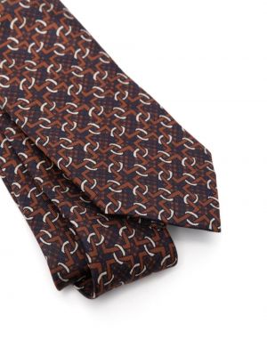 Taškuotas šilkinis kaklaraištis Tagliatore ruda