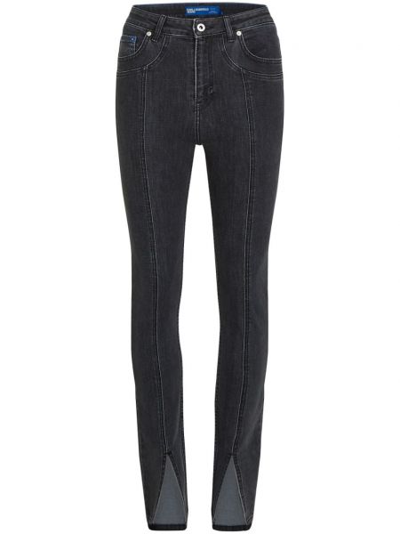 Korkea vyötärö slim fit-farkut Karl Lagerfeld Jeans musta