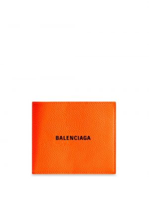 Kožená peňaženka s potlačou Balenciaga oranžová