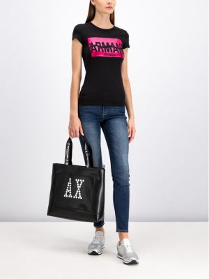 Slim fit priliehavé tričko Armani Exchange čierna
