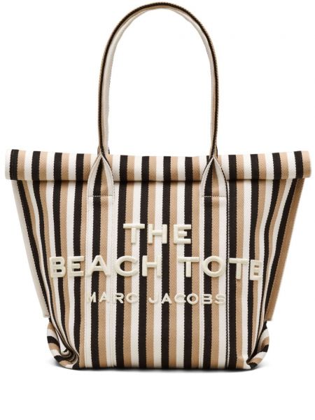 Nakupovalna torba s črtami za na plažo Marc Jacobs rjava