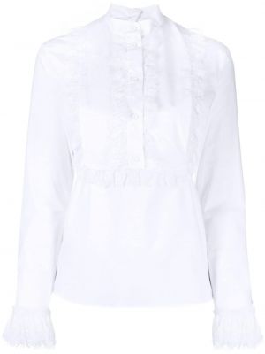 Блуза с волани с дантела Alberta Ferretti бяло