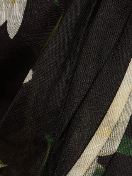 Vestito di lino di seta con stampa Zimmermann nero