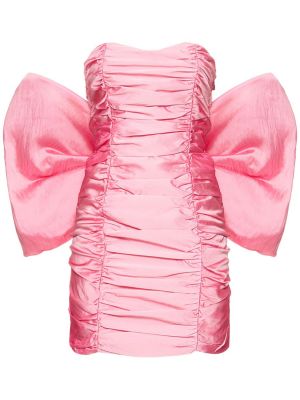 Σατέν φόρεμα με φιόγκο Rotate ροζ