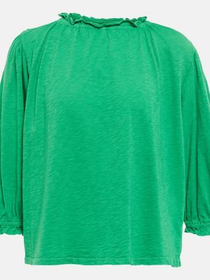 Top in velluto di cotone con volant Velvet verde