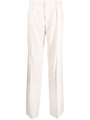 Hedvábné rovné kalhoty Saint Laurent bílé