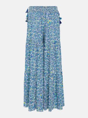 Hlače s cvjetnim printom bootcut Poupette St Barth plava