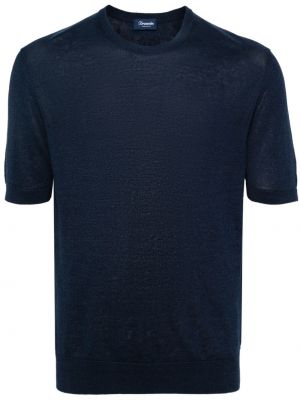 Pletena majica z okroglim izrezom Drumohr modra