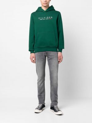 Kapučdžemperis ar apdruku Tommy Hilfiger zaļš
