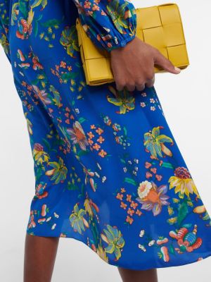 Midi obleka s cvetličnim vzorcem Diane Von Furstenberg modra