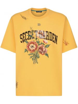 Памучна тениска на цветя с принт Dolce & Gabbana