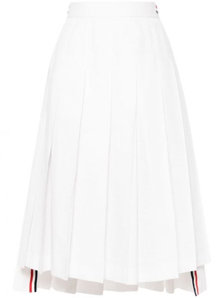 Plisované bavlněné midi sukně Thom Browne Bílé