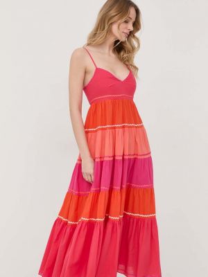 Viskózové dlouhé šaty Twinset - růžová
