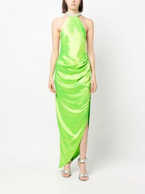 Saténové večerní šaty Retrofete zelené