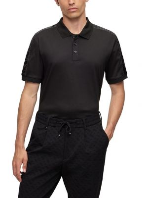 Мужская рубашка поло со структурированной отделкой Hugo Boss черный