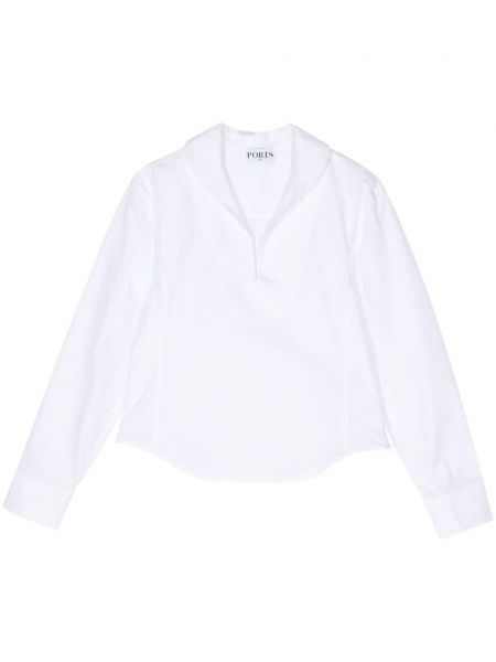 Блуза с яка с v-образно деколте Ports 1961 бяло
