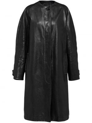 Kožený kabát Prada černý