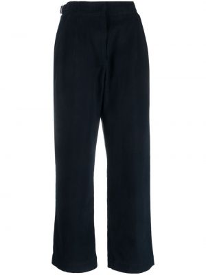 Pantaloni din bumbac cu croială lejeră plisate A.p.c. albastru