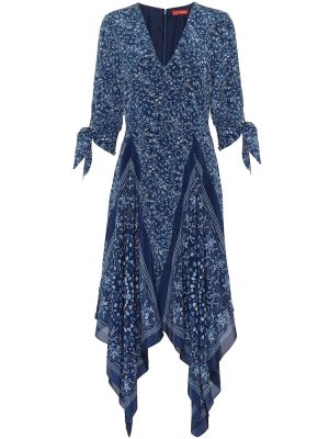 Hedvábné šaty s potiskem Altuzarra - modrá