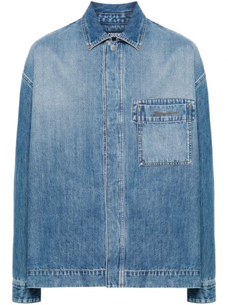 Brodeerattu denim paita Jacquemus sininen