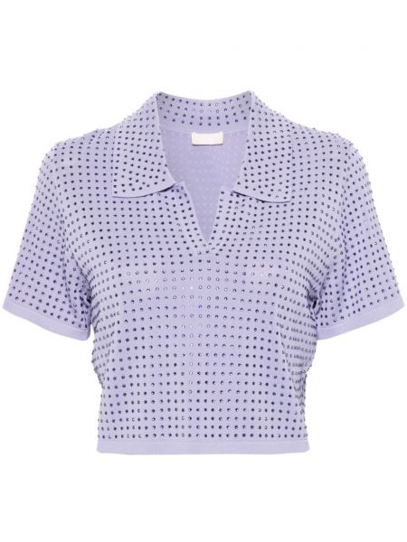 Megztas polo marškinėliai su kristalais Liu Jo violetinė