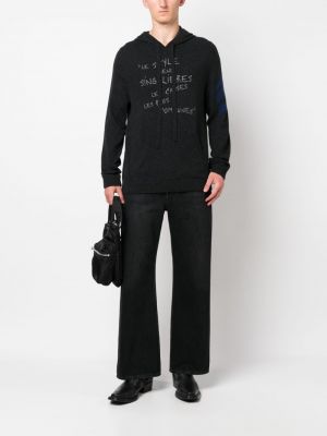 Vilnonis siuvinėtas džemperis su gobtuvu Zadig&voltaire pilka