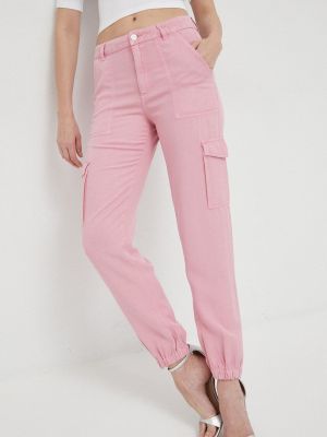 Chino панталони с висока талия Guess розово