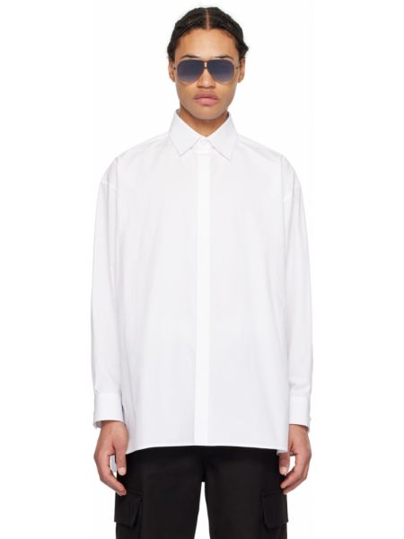Белая рубашка с раздвинутым воротником Valentino