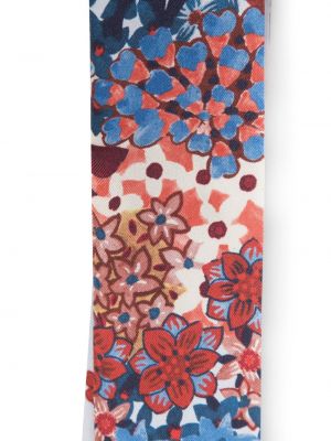 Květinový hedvábný šál s potiskem Longchamp červený