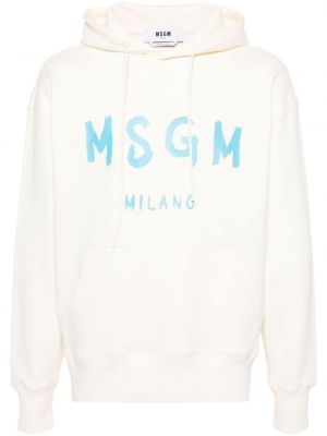 Pamučna hoodie s kapuljačom s printom Msgm bež