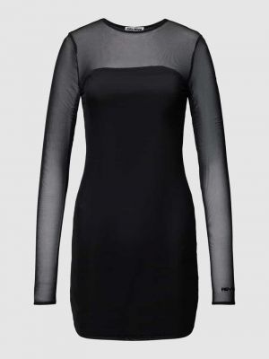 Sukienka mini z długim rękawem z siateczką Review czarna