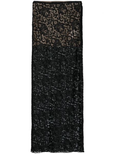 Maksi suknja s cvjetnim printom s čipkom Rotate Birger Christensen crna