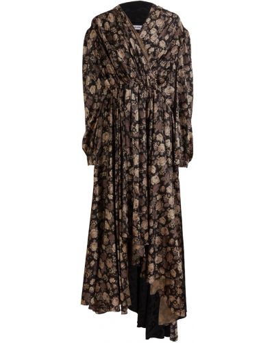 Платье в цветочный принт Balenciaga, коричневое