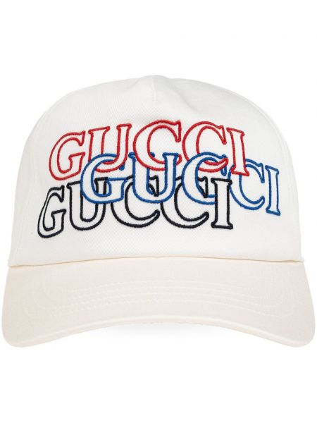 Işlemeli beyzbol şapkası Gucci beyaz