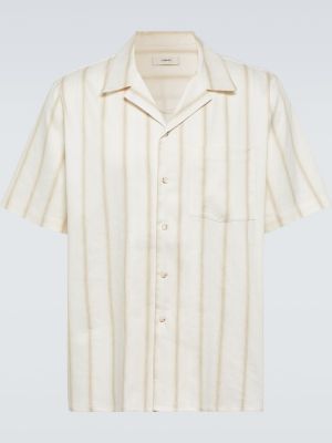 Lniana koszula w paski Commas biała