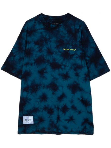 Batikované bavlnené tričko s potlačou Izzue modrá