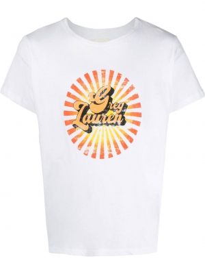 T-shirt con scollo tondo Greg Lauren bianco