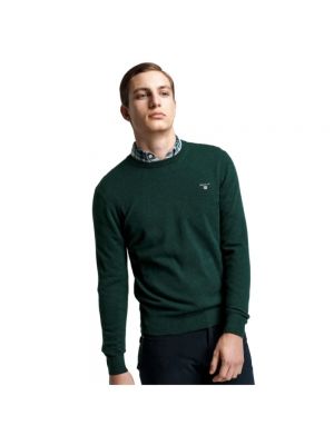 Sweter z okrągłym dekoltem Gant zielony