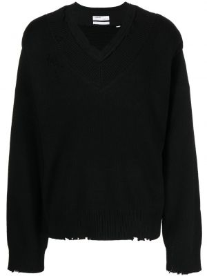 Пуловер с протрити краища C2h4 черно