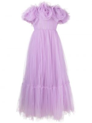 Gėlėtas vakarinė suknelė iš tiulio Ana Radu violetinė